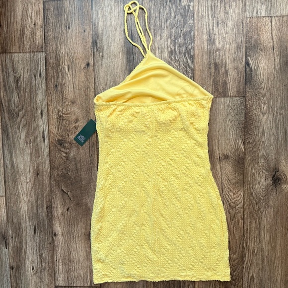 Wild Fable Women Yellow Halter Mini Dress Smocked Bodycon Summer Size Large NEW - Picture 10 of 12